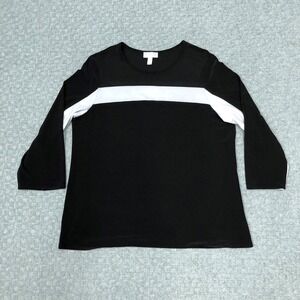 SCAPA Lauren Perre Shirt Womens Medium Black White Colorblock 3/4 Sleeve Knit